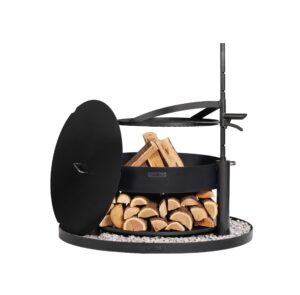 Fire Bowl MONTANA with Lid and Decorative Stone Base